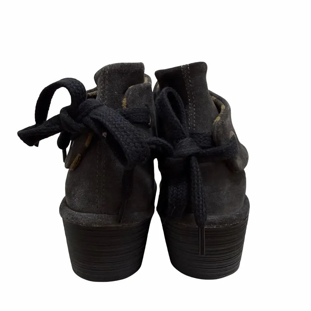 Fly London Womens Yebi Suede Ruched Wedge‎ Ankle Boots EU 41 US 10 Charcoal MINT
